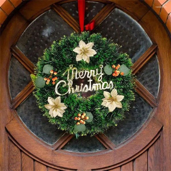 Wers Decorative Red Christmas Wreath For Front Door Gold Window Wall Decorations Garland Ornament Guirnalda Navidad