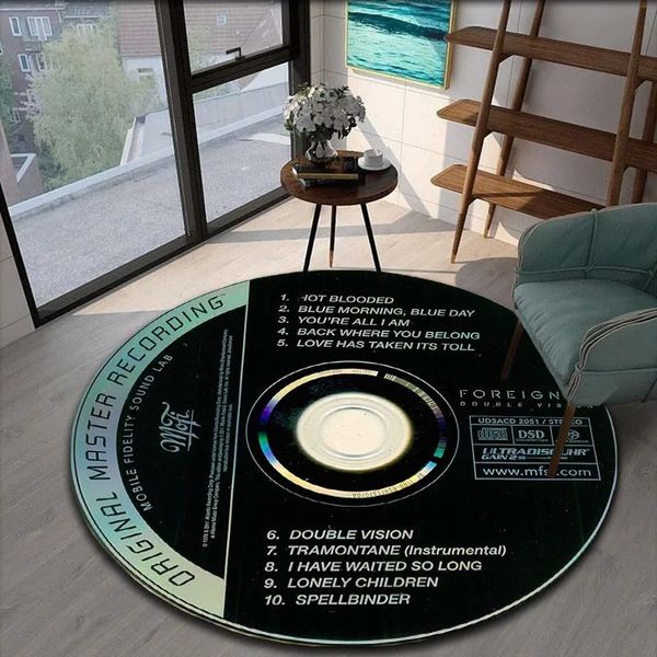 Carpet Music CD Disc 3D Print Round for Living Room Non slip Floor Mat Bedroom Tapis 5 Sizes Mats Area Rugs 231030