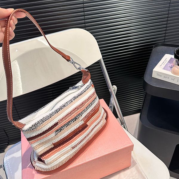 Weave tote bag designer bags underarm shoulder bag purses designer woman handbag crochet knitting shopping bag large capacity travel bags wa