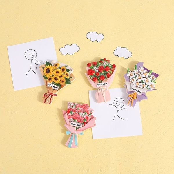 Tulip China-Chic wer bouquet resin refrigerator creative three-dimensional cartoon Christmas decoration magnetic sticker