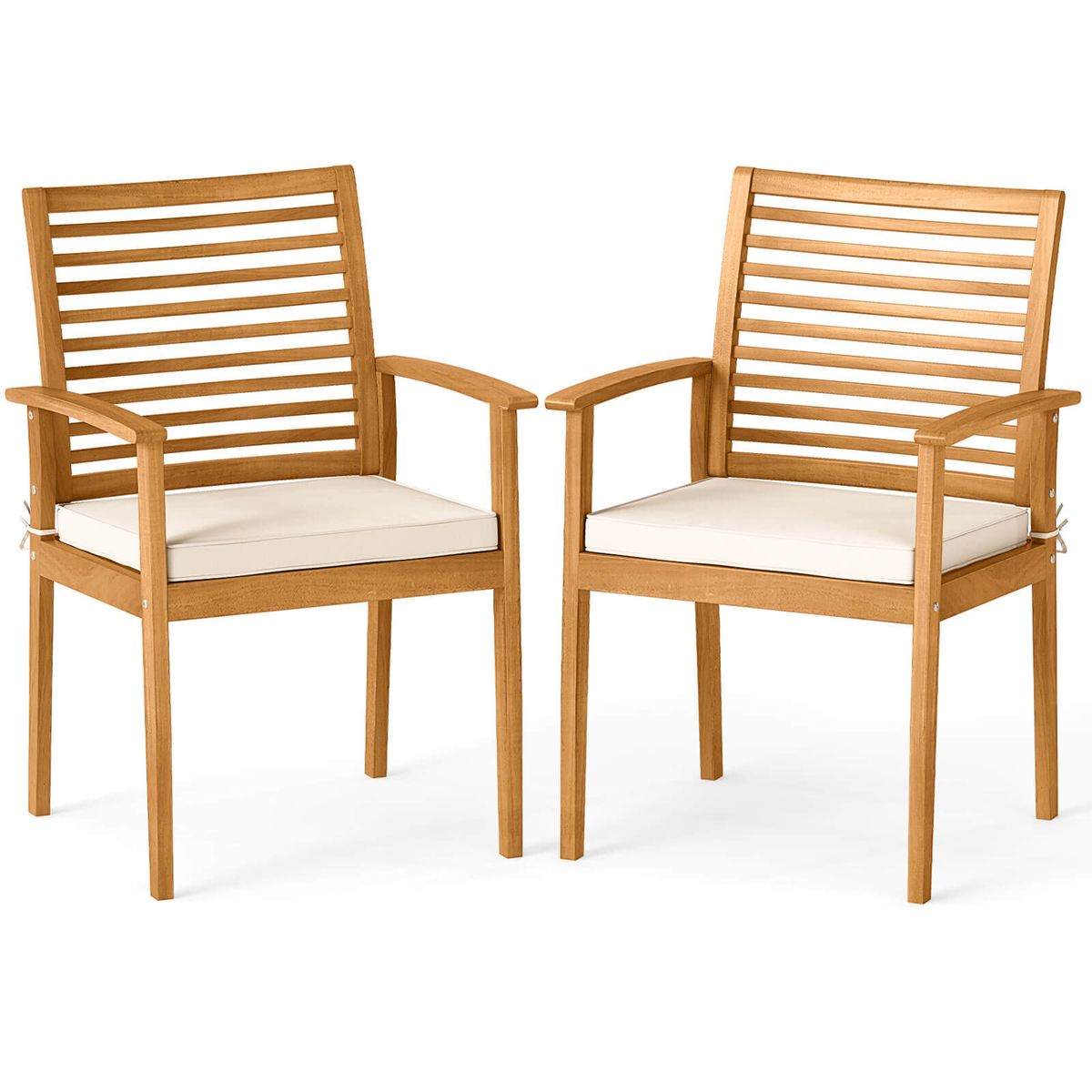 Patio Dining Chairs with Slatted Back  - 2-Piece