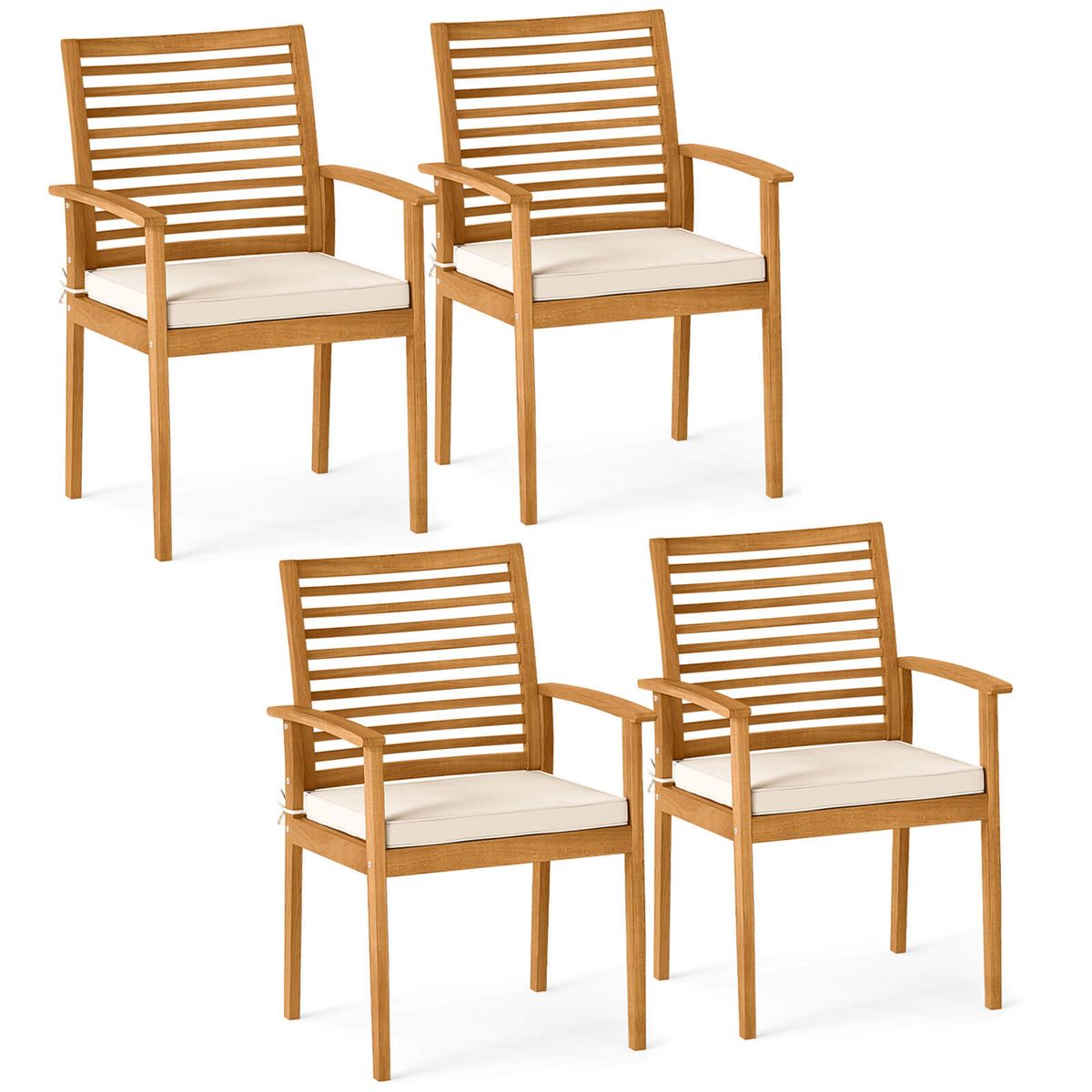 Patio Dining Chairs with Slatted Back  - 4-Piece