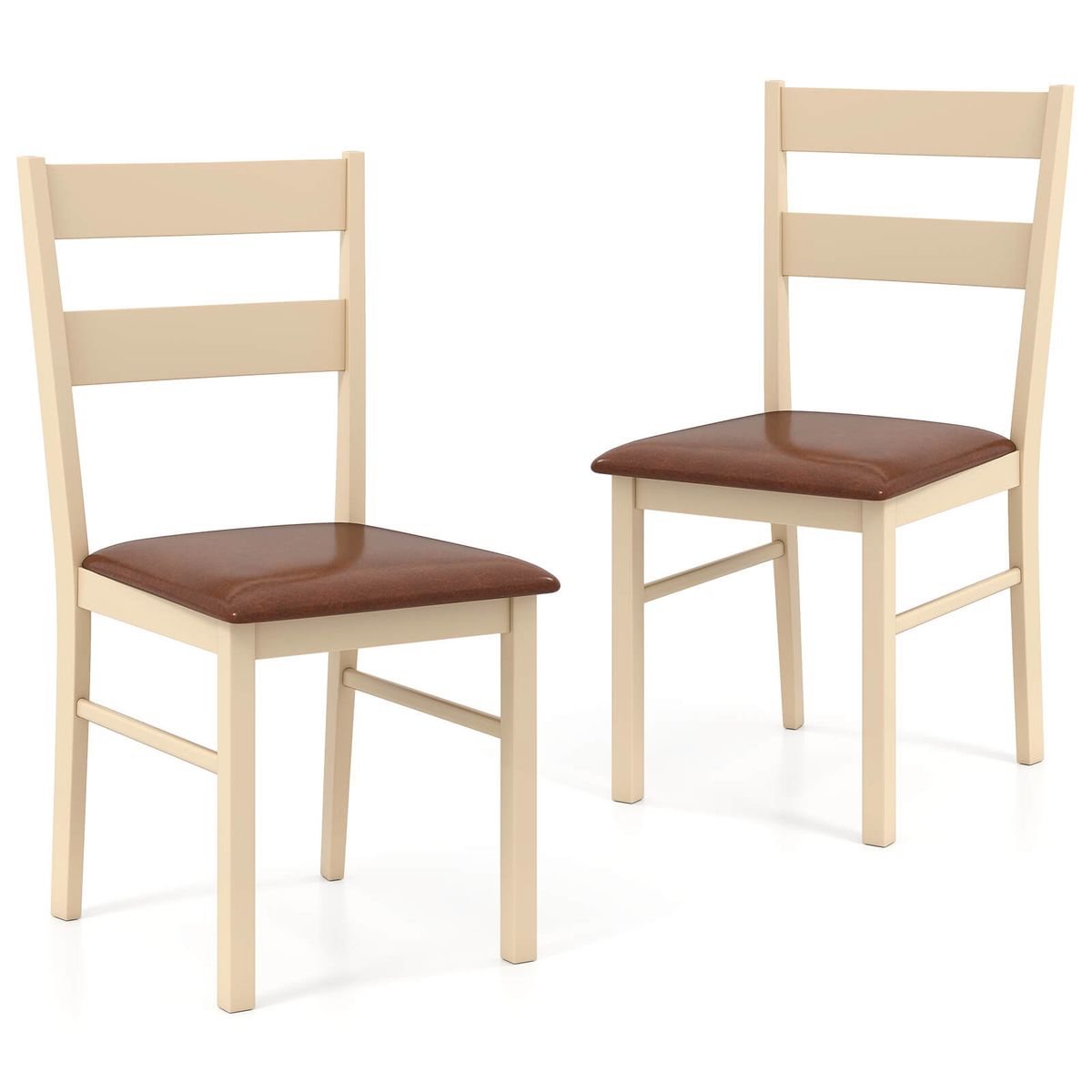 Wooden Dining Chairs with Curved Backrest  - 2-Piece