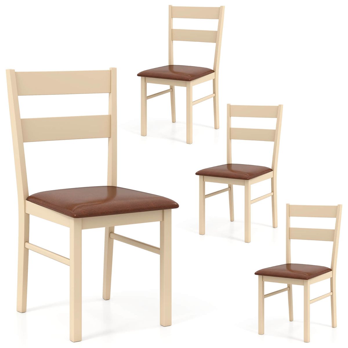 Wooden Dining Chairs with Curved Backrest  - 4-Piece