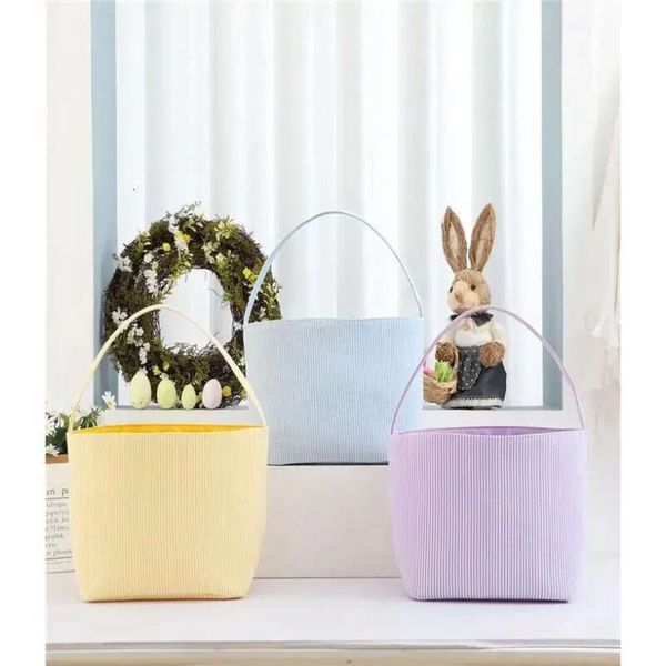 Basket Practical Festive Plaid Easter Seersucker Easters Eggs Bucket Personalized Stripe Candy Gift Bags Underwear Storage Baskets Cpa4441 0