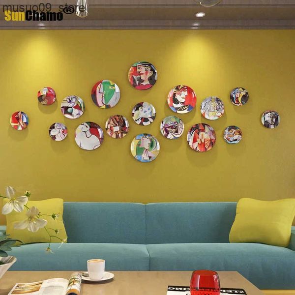 Decorative Plates 6inch European-style Ceramic Hanging Plate Background Wall Decoration Plate American Hanging Plate Living Room Dining Room