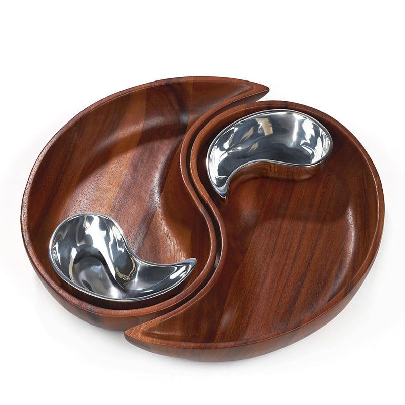 Nambe Yin Yang Chip and Dip Set