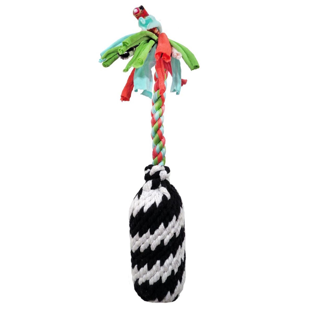 Scoochie Pet Super Scooch Braided Rope Squeaky Dog Tug Toys - Firecracker- Small