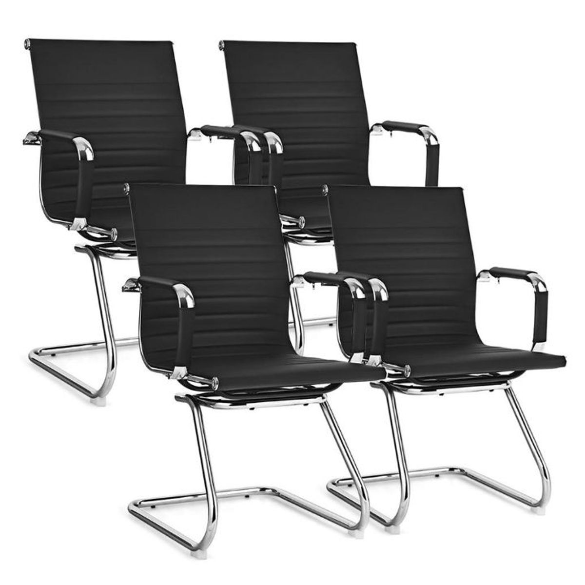 Silver and Black Office Chairs - Set of 4