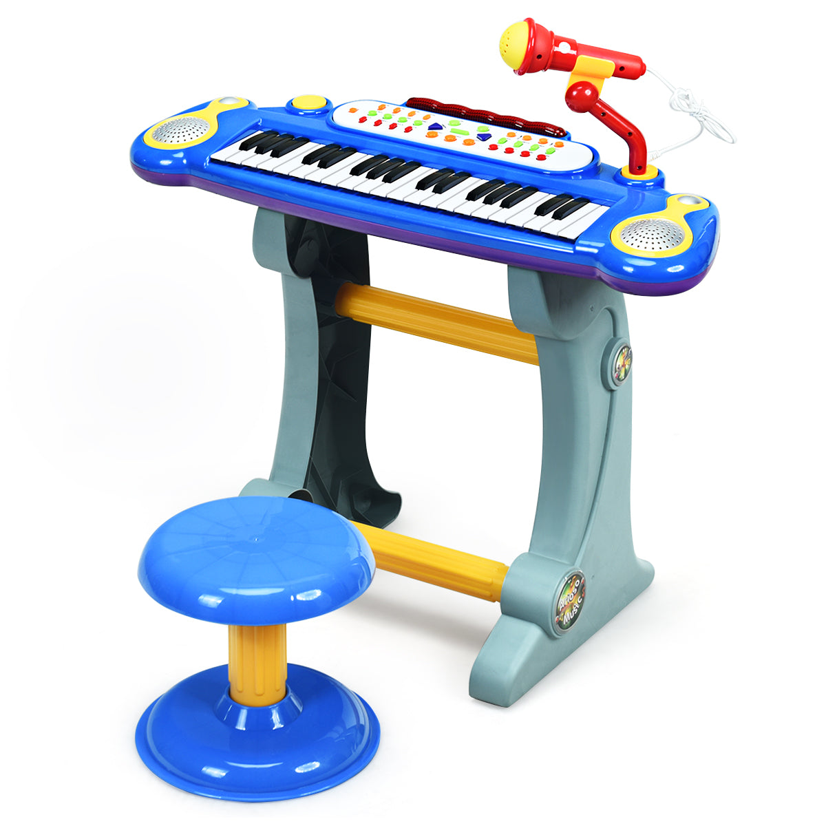Kids' Electronic 37-Key Keyboard with Microphone - Blue