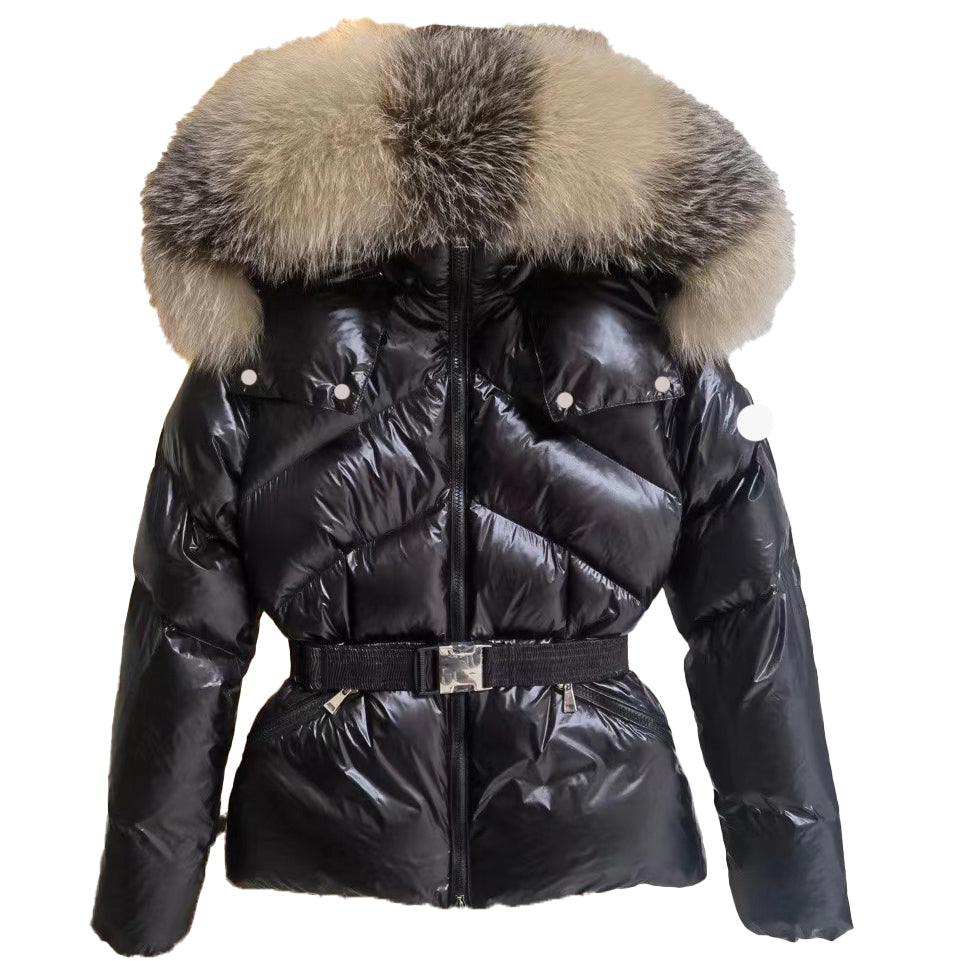Doudoune Femme designer brand homme womens embroidered badge puffer jacket fur collar winter keep warm jacket belted womens down jacket have NFC