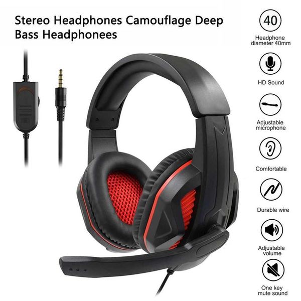 3.5mm Wired Gaming phones with HD Microphone 120 Adjustable Bass Stereo Gamer set for PS4 PS5 Xbox Smartphone PC Z250210