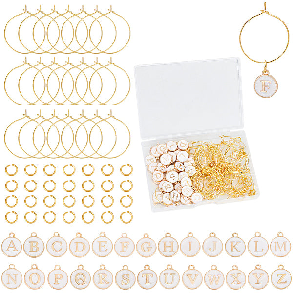 DIY Initialen Buchstaben A-Z Alphabet Messing Emaille Weinglas Charm Ringe Bausätze