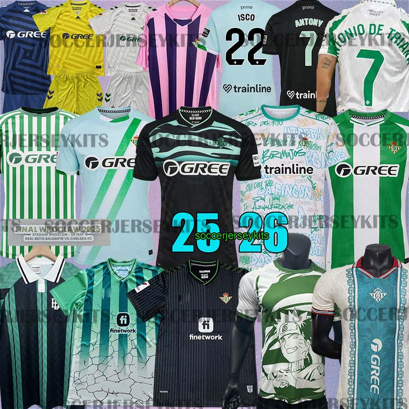 real betis 25 26 Soccer Jerseys ANTONY 7 Camiseta de Futbol Men Kids equipacion betis jersey football shirts camiseta Betis ISCO gk kits retro green