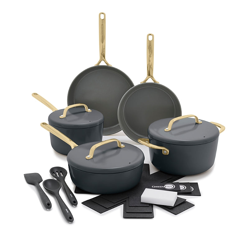 GreenPan GP5 Champagne 8 Piece Ceramic Non-Stick Cookware Set with 3-Piece Utensil Set - Exclusive