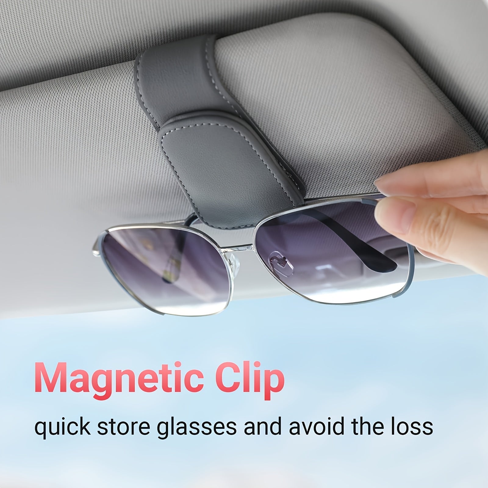 TEMU 1-pack Flush Mount Leather Magnetic Glasses Holder For Vehicle Sun Visor, Interior Accessories For Drivers Aged 14+, -on Design