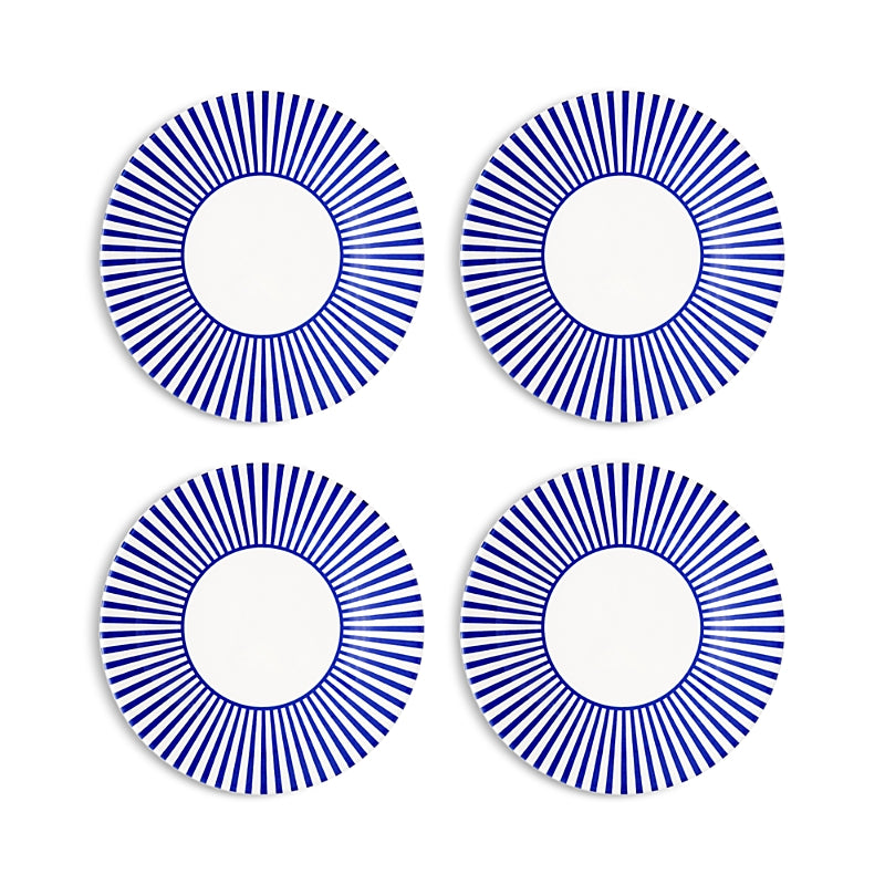 Spode Blue Italian Steccato Narrow Stripe Tidbit Plates, Set of 4
