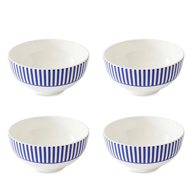 Spode Blue Italian Steccato Rimless Bowls, Set of 4
