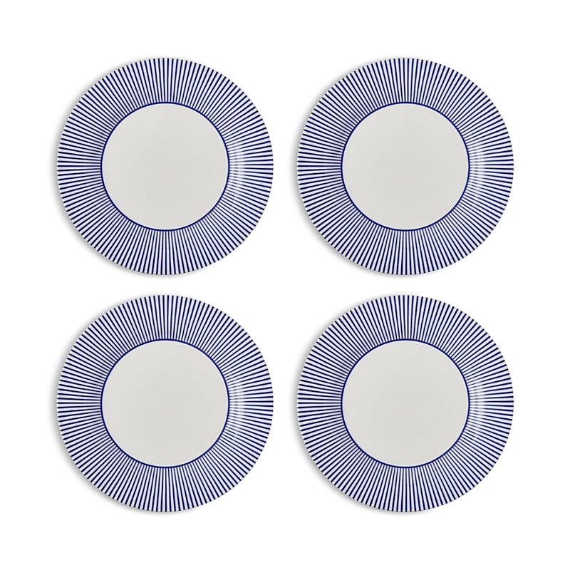 Spode Blue Italian Steccato Dinner Plates, Set of 4