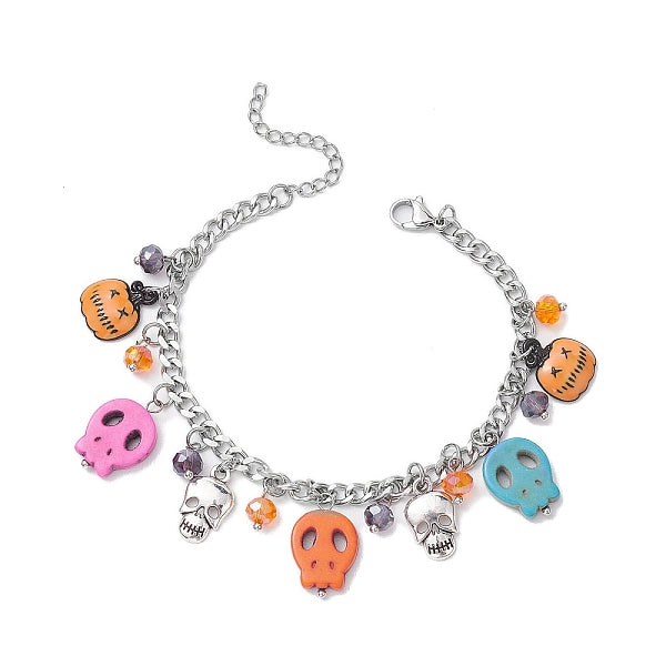 Halloween Totenkopf gefärbte synthetische türkisfarbene Charm-Armbänder