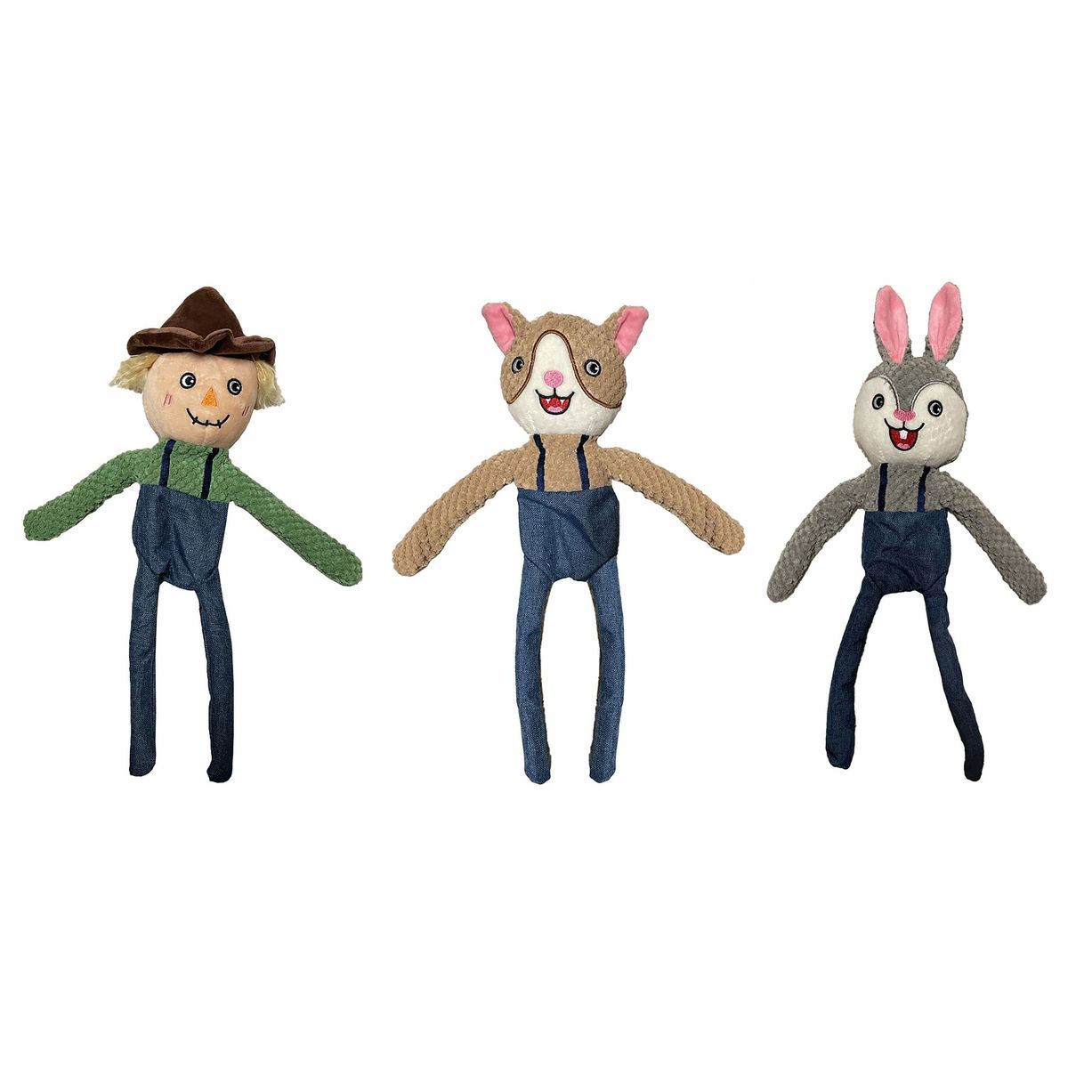 Scoochie Pet Squeaky-Crinkle Dog Chew Toys - Rope Filled Farm Friends Squeaky Dog Toy