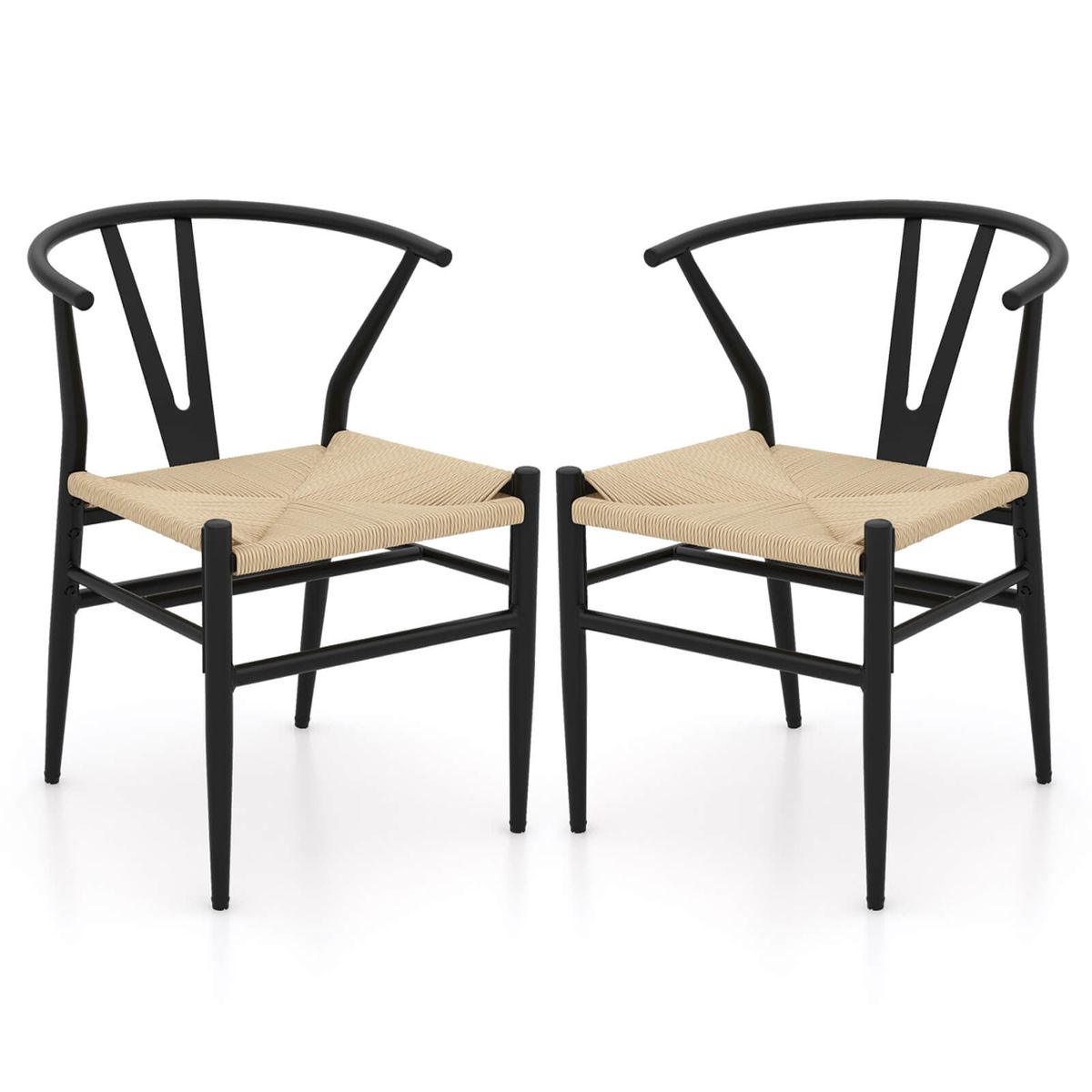 Modern Weave Kitchen Dining Armchairs (2- or 4-Pack) - Beige-2