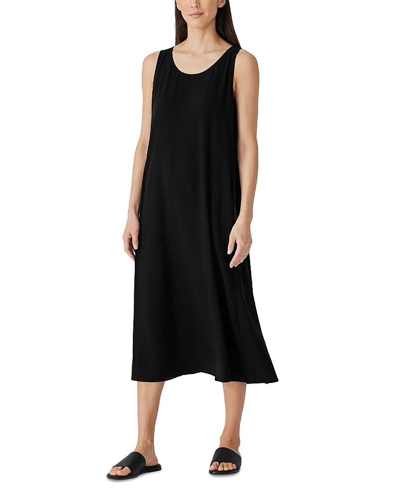 Eileen Fisher Silk Scoop Neck Tank Midi Dress