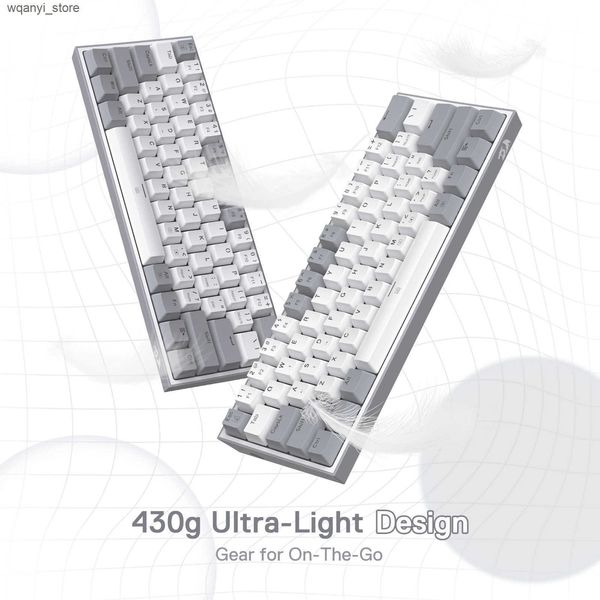 Keyboards Redragon K617 Fizz 60% wired RGB keyboard 61 key hot swappable compact mechanical keyboard red switch L240910