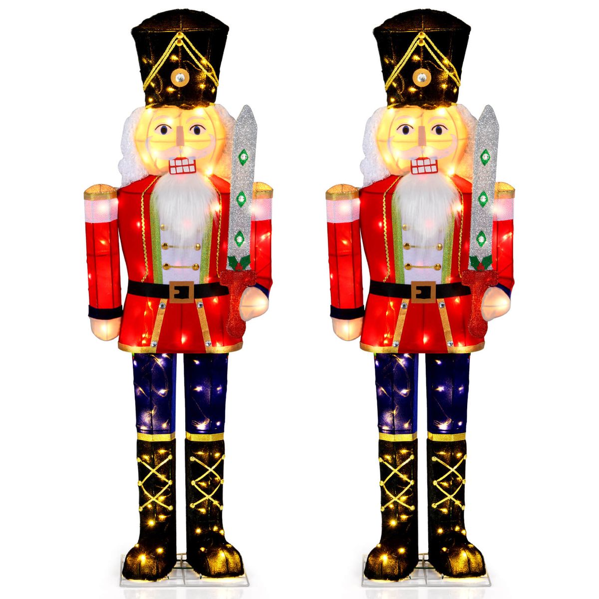 5-foot Outdoor Lighted Nutcracker Soldier (1- or 2-Pack) - 2 PCS