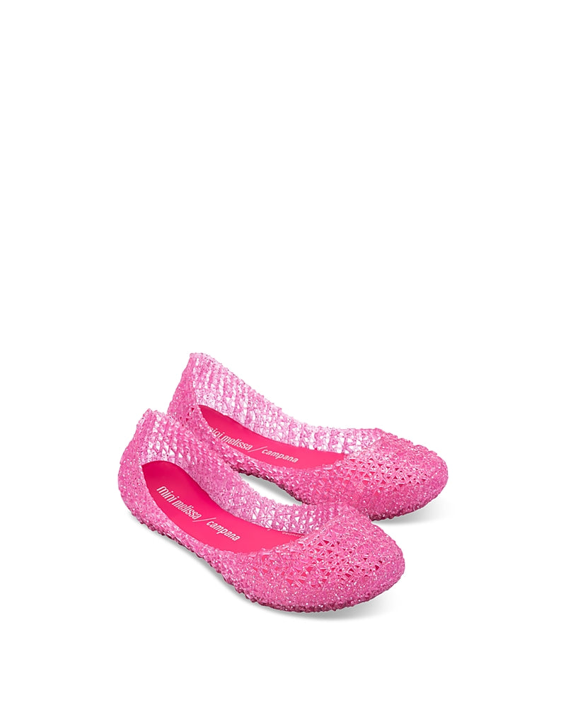Mini Melissa Girls' Melcampape Glitter Zigzag Flats - Toddler, Little Kid, Big Kid