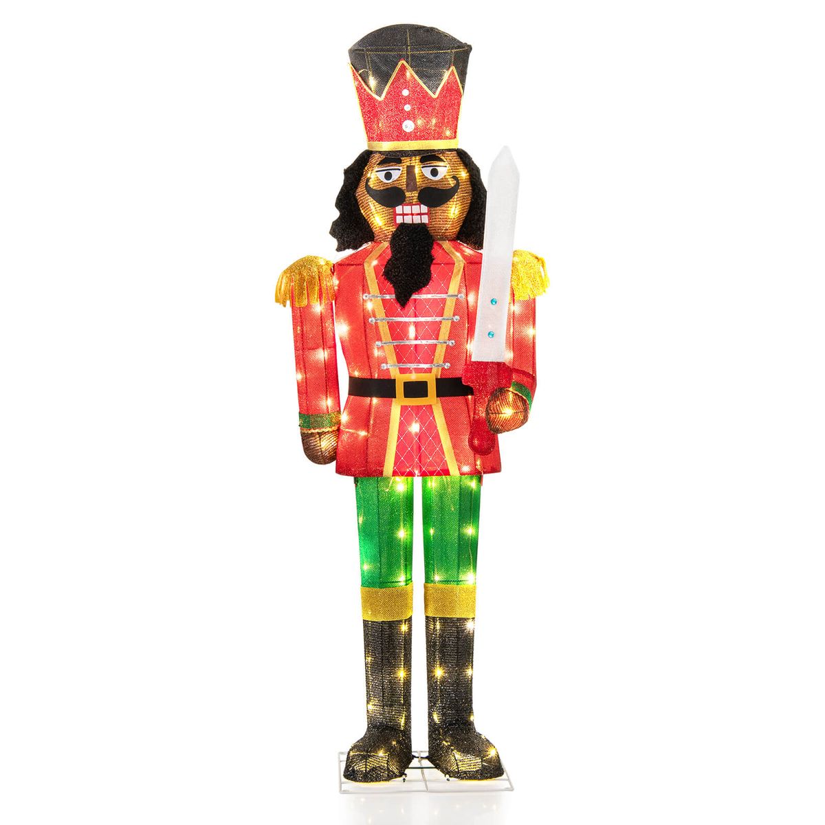 5-foot LED Light Nutcracker with Glitter Sword (1- or 2-Pack) - 1 PCS