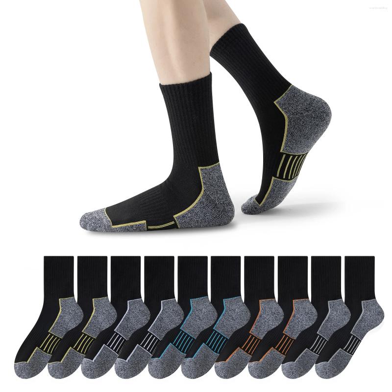 Men&#039;s Socks 10 Pairs Work Boot Moisture Wicking Cushioned Crew For Men Seamless Toe Reinforced Footbed Durability