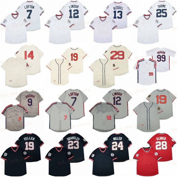 Retired 7 Kenny Lofton Baseball Jersey 9 Carlos Baerga 14 Larry Doby 19 Bob Feller 23 Michael Brantley 25 Jim Thome Corey Kluber Satchel Pai