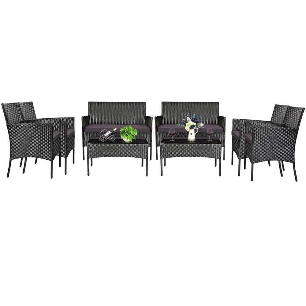 Rattan Outdoor 8-Piece Beige Cushion Patio Set - Patio Rattan GR