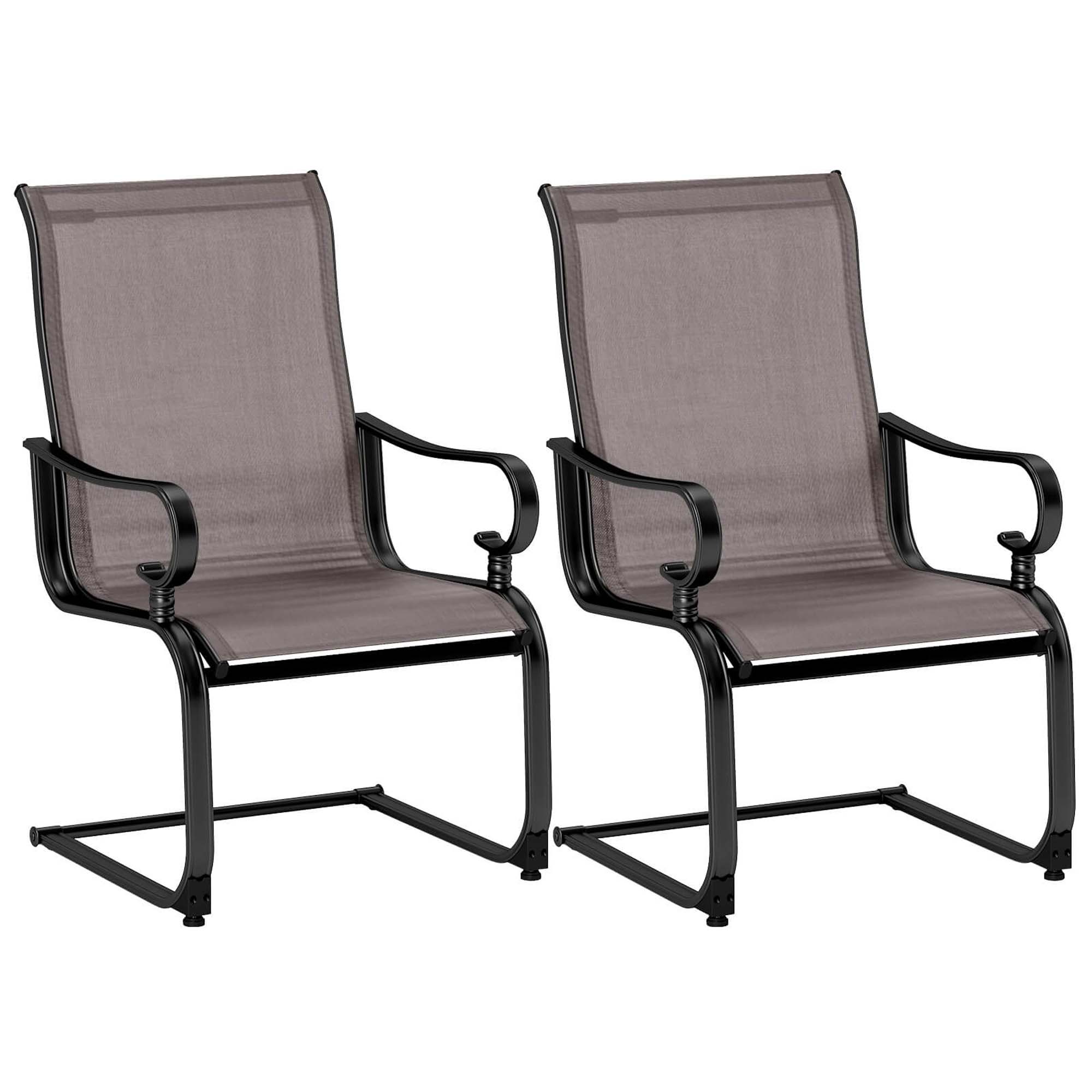Outdoor C-Spring Motion Rocking Chairs (Set of 2) - Gray C-Spring Chairs