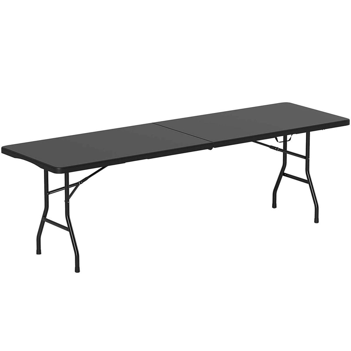 8-Foot Portable Folding Table with HDPE Tabletop - Folding Table-Black
