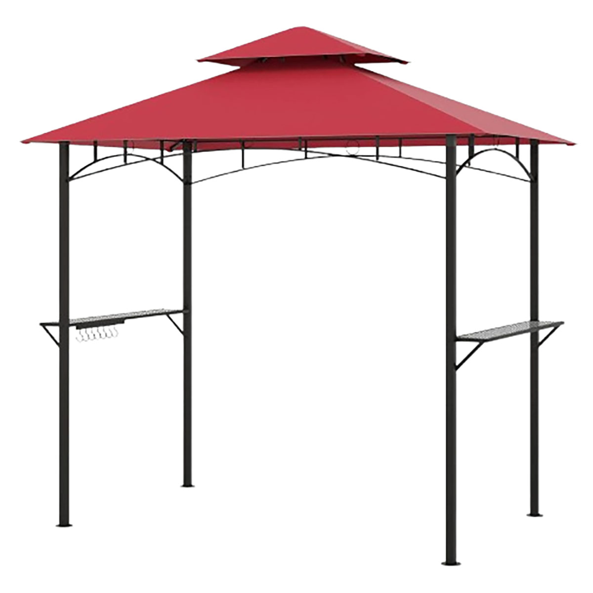Outdoor Double-Tiered 8 x 5-Foot Grill Gazebo Canopy  - Grill Gazebo-Wine