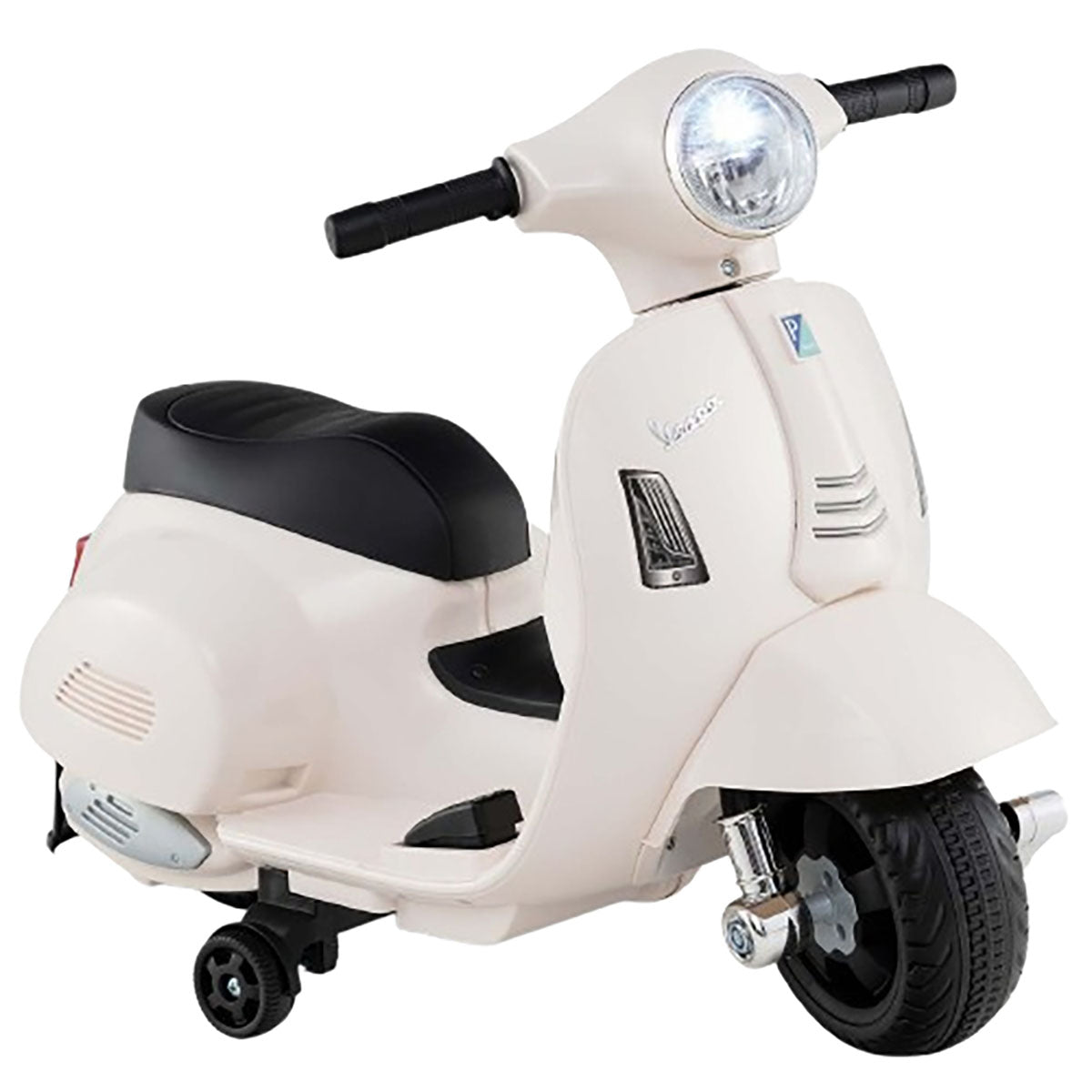 6V Kids' Ride-On Scooter with Training Wheels  - Motorcycle-White