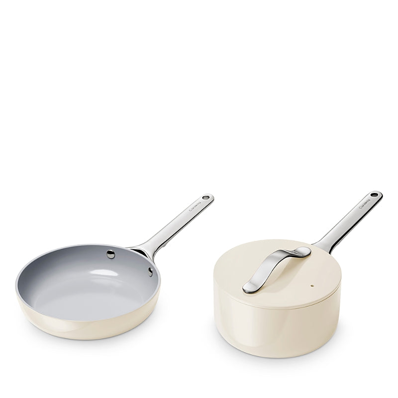 Caraway Nonstick Ceramic Mini Fry Pan & Mini Sauce Pan Set with Rack