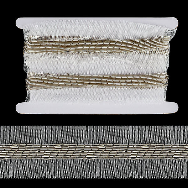 Garniture en dentelle perlée de graines de verre à 2 rangées de 9 mètre