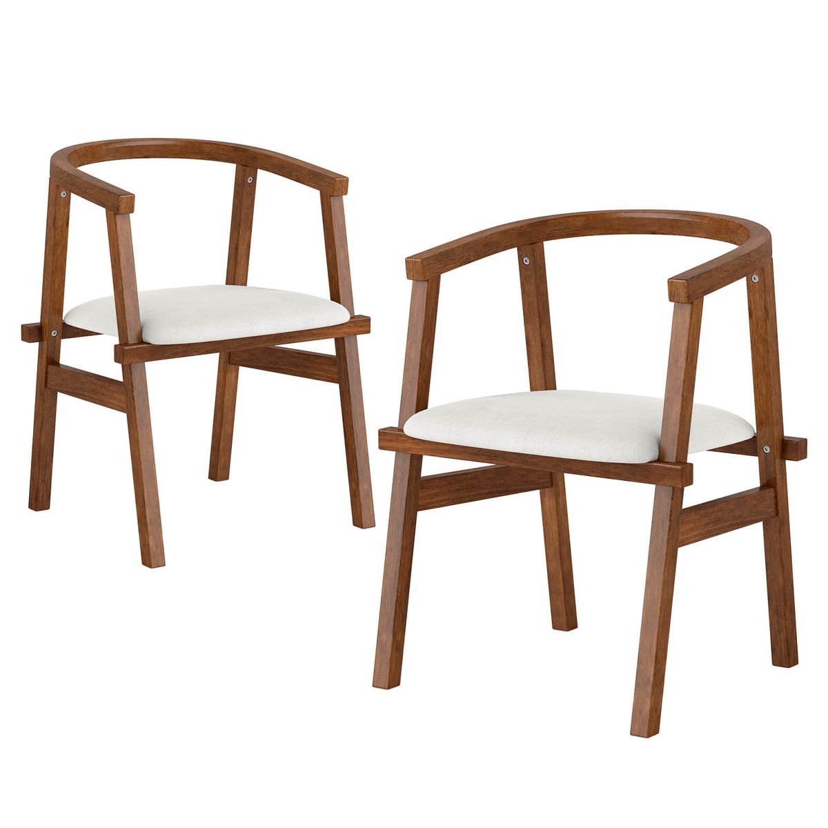 Wooden Dining Chairs with Wrap-Around Armrest  - Dining Chairs-2 set