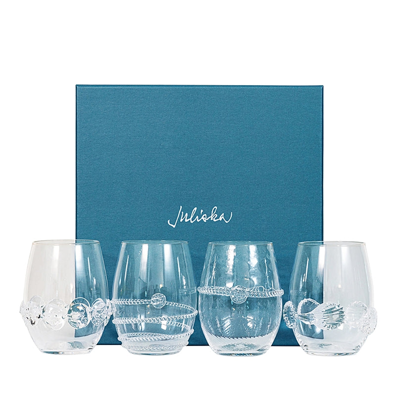 Juliska Heritage Stemless Wine Glasses, Assorted Set of 4