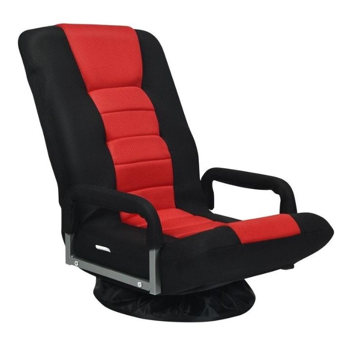 360-Degree Swivel Gaming Floor Chair - Red