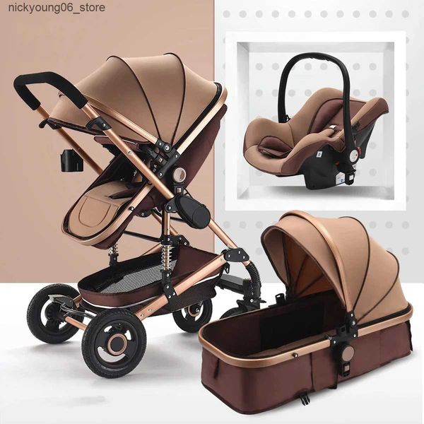 Strollers# 3in1 baby stroller High Landscape baby pram portable baby pushchair multifunctional Newborn Carriage double faced 739 model L2409