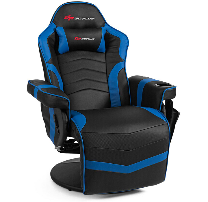 Massaging Swivel Gaming Recliner - Blue