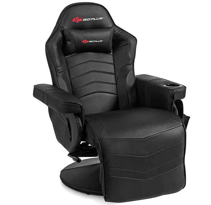 Massaging Swivel Gaming Recliner - Black