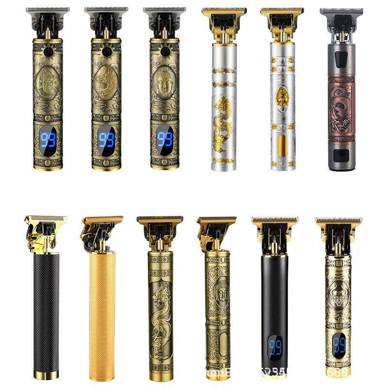 LCD T9 Electric hair clipper display oil head carving electric push clipper oil head hair clipper rechargeable carving shaving knife