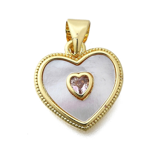 Micro latón allanan los charms del corazón zirconia cúbico