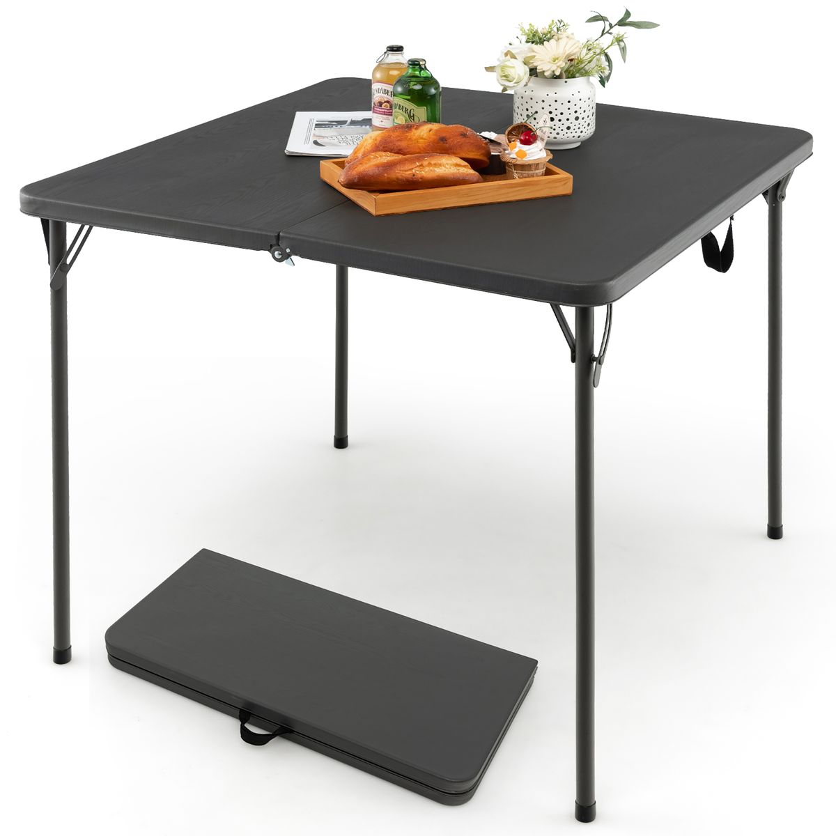 Folding Camping Table with All-Weather HDPE Tabletop & Rustproof Steel Frame - Camping Table -GR