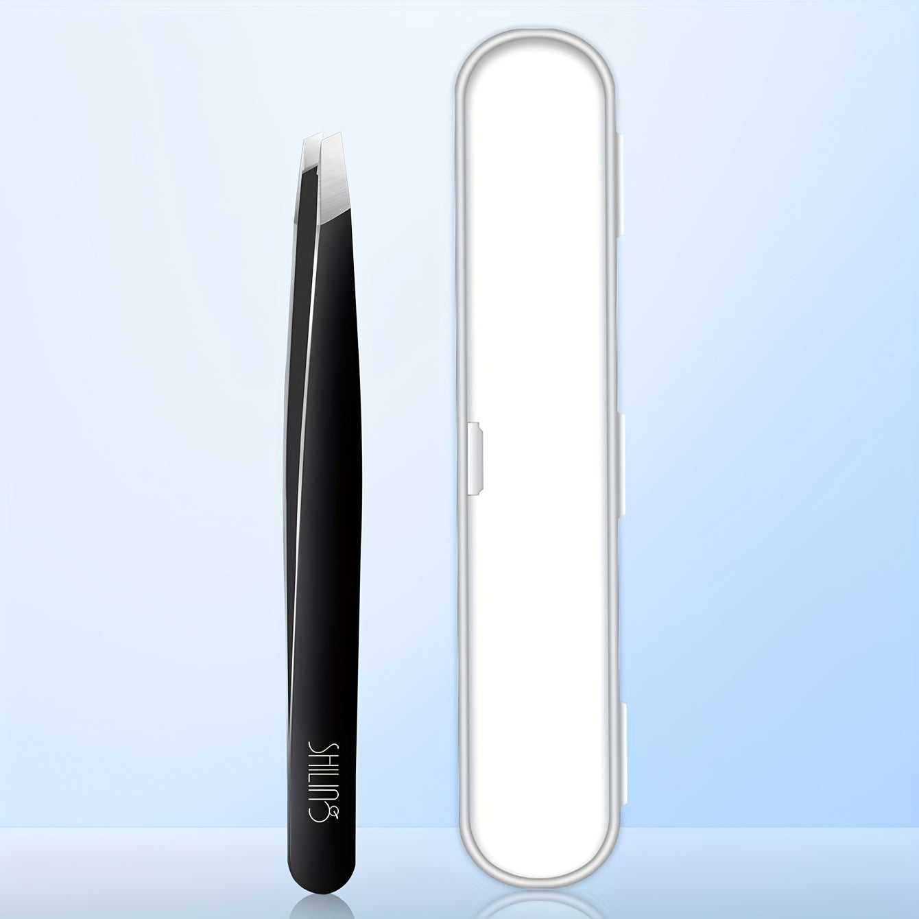 TEMU 1pc Precision Stainless Steel Eyebrow Tweezers, Unscented Hair Removal & Grooming Tool, Facial Care Accessory, Reusable, With Storage Case For ,